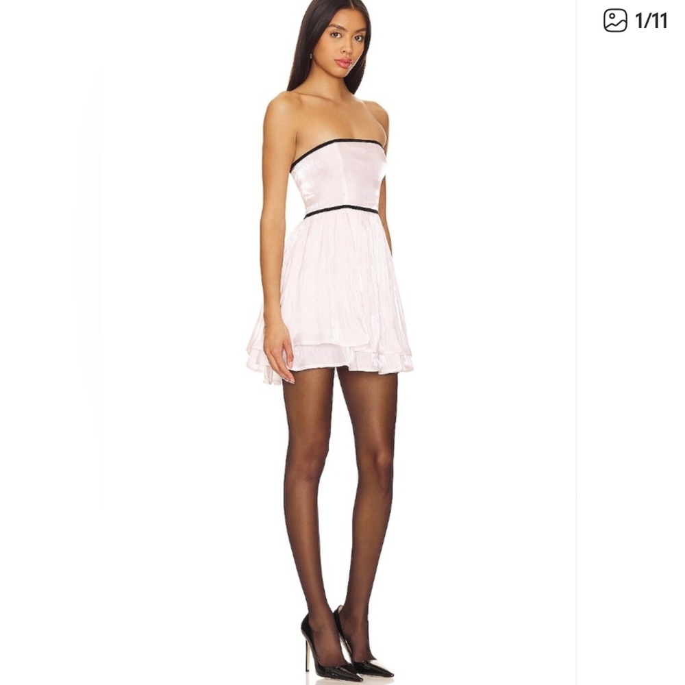 Free People Pink Daisy Strapless Mini Dress